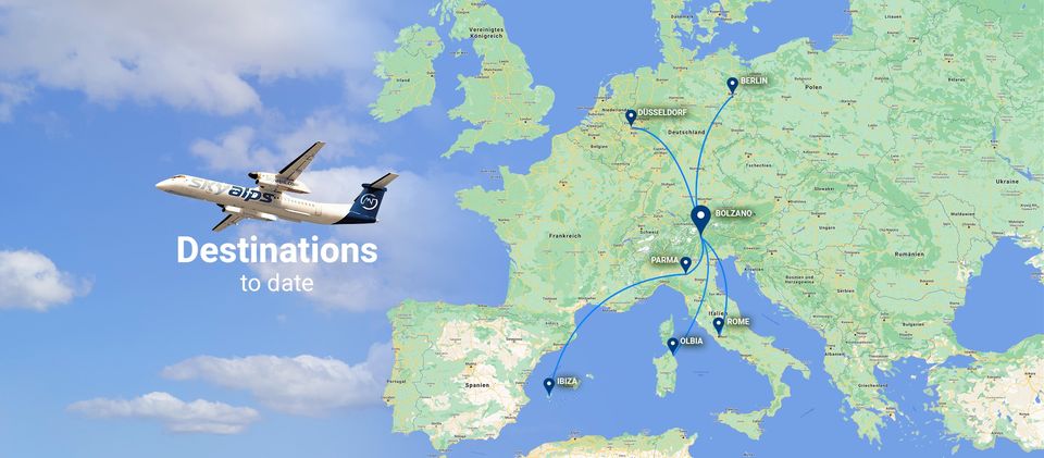 All destinations from Bolzano Airport 